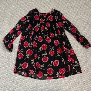 Kate Spade Kids Black Dress with Red Floral Design